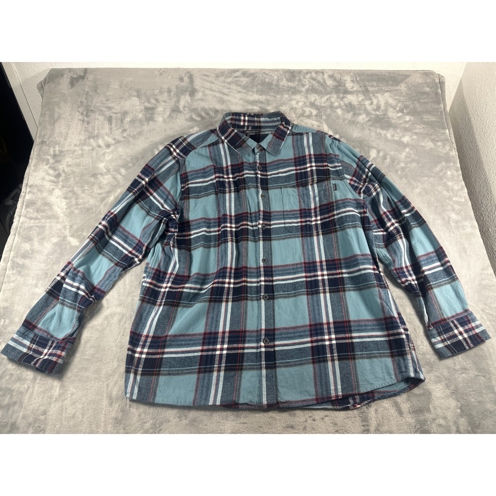 Eddie Bauer Mens XXL Blue Plaid Flannel Button Down Shirt Long Sleeve Outdoor